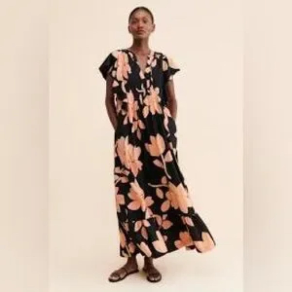 Maeve for Anthropologie Cassandra Floral Flounce Maxi Dress XS Petite